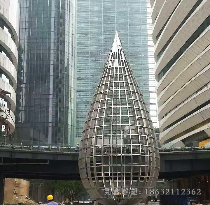 抽象水滴景观不锈钢雕塑