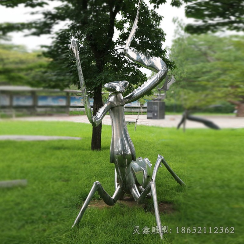 不锈钢螳螂标志雕塑