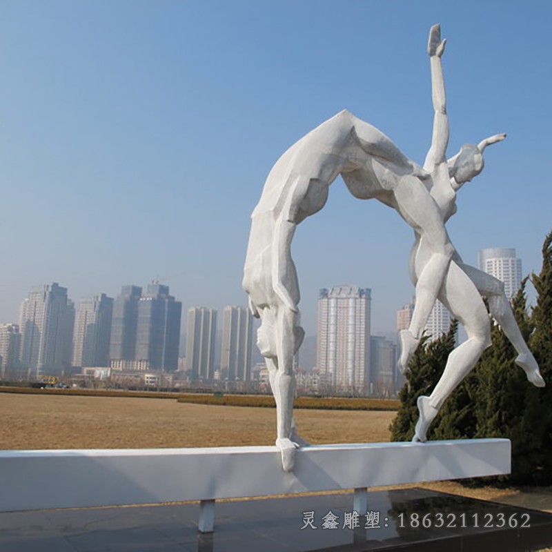 不锈钢体操抽象景观雕塑