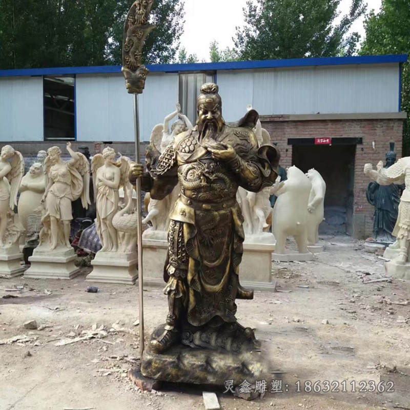 持刀关公城市景观铜雕