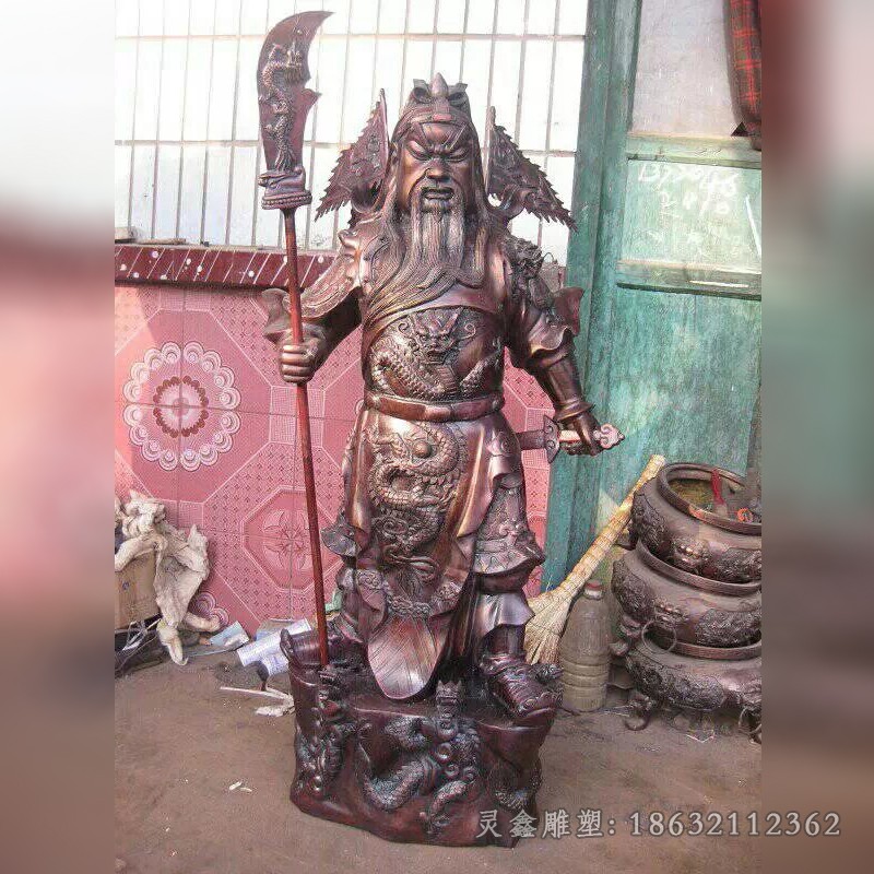 持刀关公校园人物铜雕