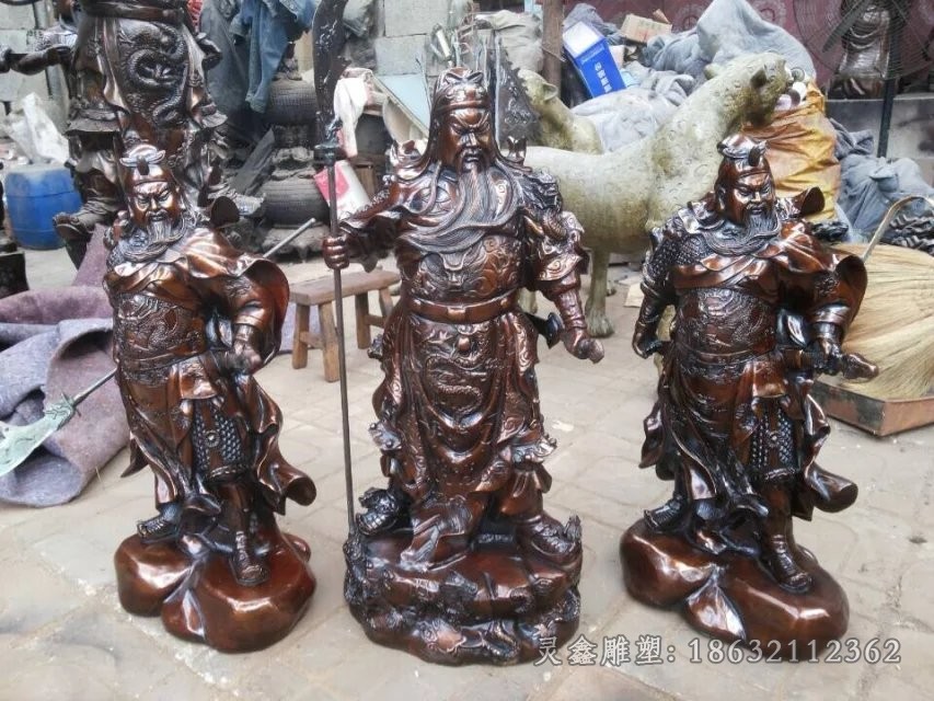 古代关公公园人物铜雕