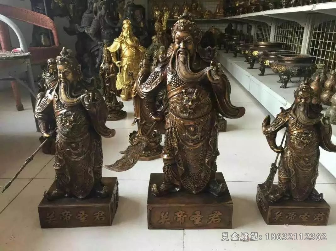 古代关公公园人物铜雕