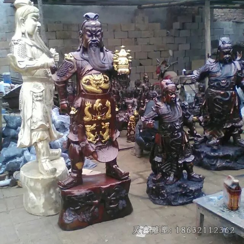 古代关公小区人物铜雕