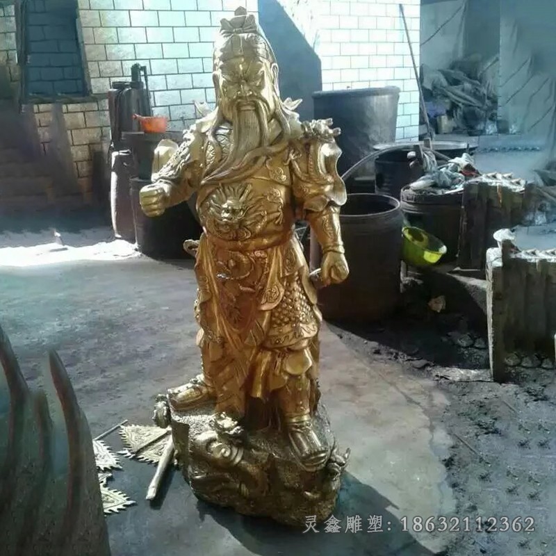 古代关公庭院人物铜雕