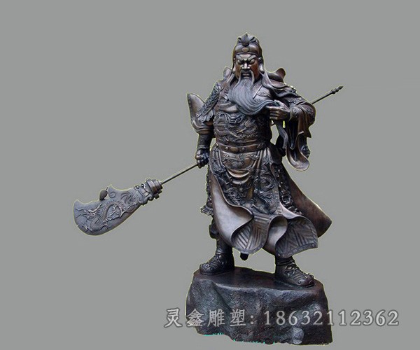 古代关公人物标志铜雕