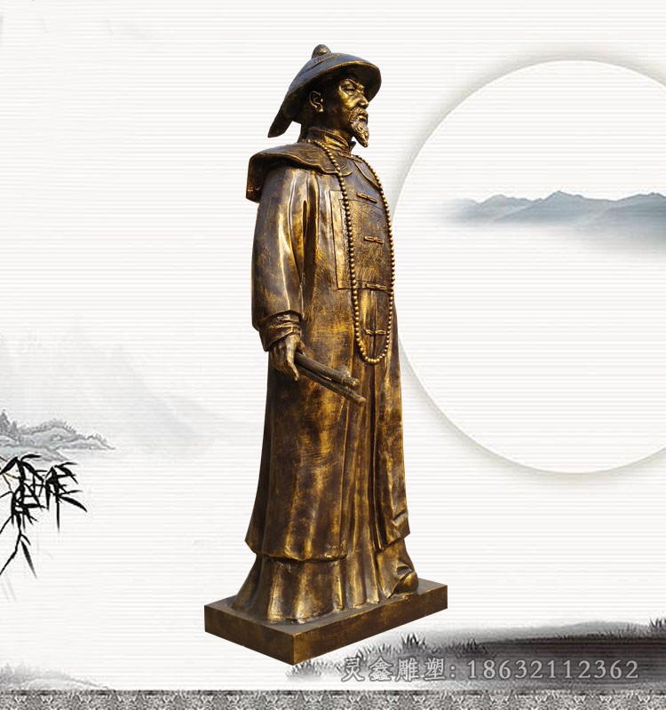 古代名人林则徐小区铜雕