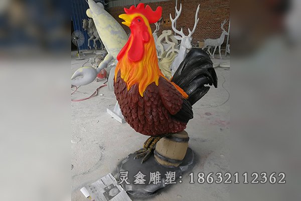 玻璃钢抽象鸡动物雕塑