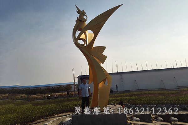 不锈钢抽象凤凰标志雕塑