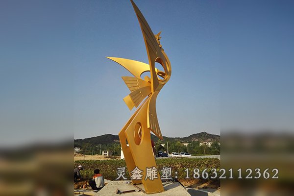 不锈钢金色凤凰动物雕塑