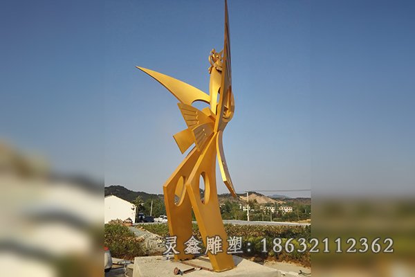 不锈钢金色凤凰标志雕塑
