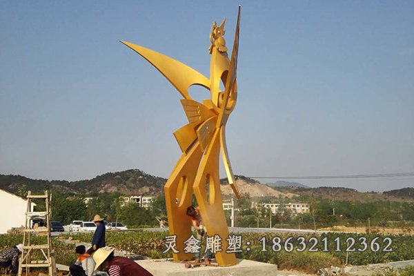 金色凤凰不锈钢景观雕塑