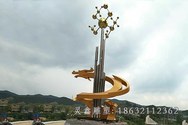 不锈钢金色龙动物雕塑