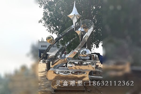不锈钢镜面标志景观雕塑