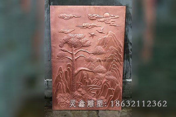 浮雕迎客松抽象铜雕