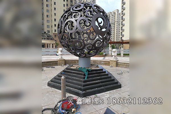 镂空球景观标志铜雕