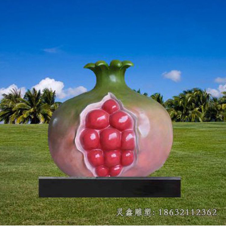 玻璃钢石榴彩绘标志雕塑