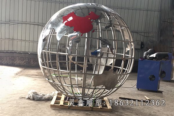 不锈钢抽象地球仪景观雕塑
