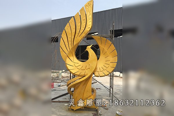 不锈钢抽象凤凰景观雕塑