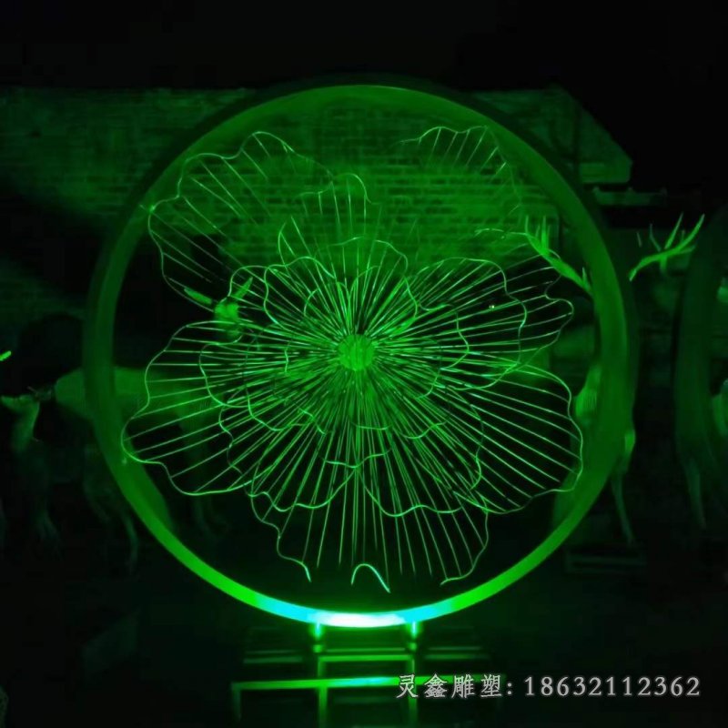 发光花朵抽象不锈钢雕塑