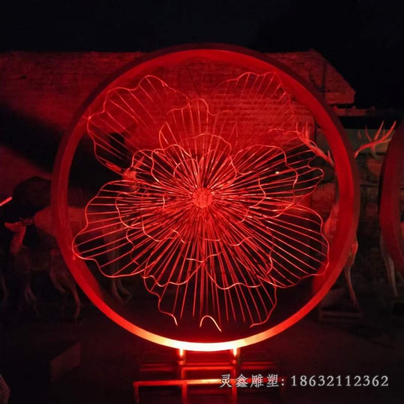 发光花朵标志不锈钢雕塑
