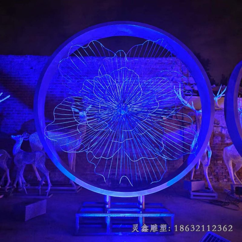 不锈钢发光花朵抽象雕塑
