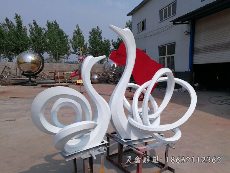 抽象天鹅动物不锈钢雕塑