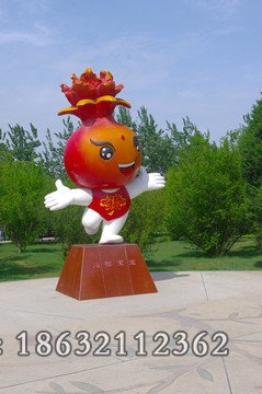 玻璃钢石榴景区抽象雕塑