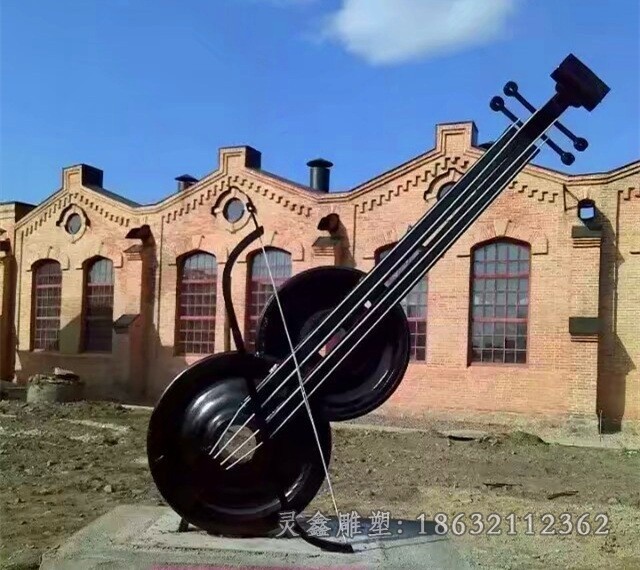 抽象大提琴不锈钢标志雕塑
