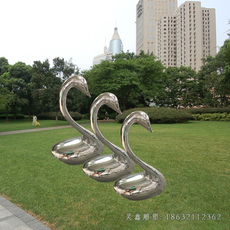 镜面天鹅商场不锈钢雕塑