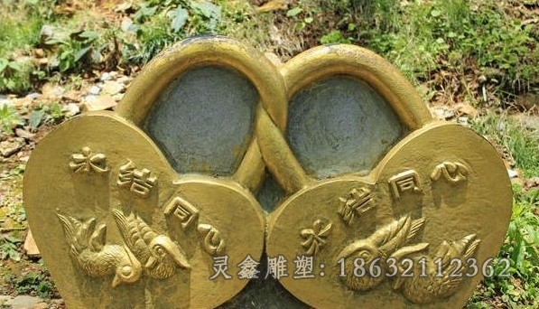 抽象同心锁景观不锈钢雕塑