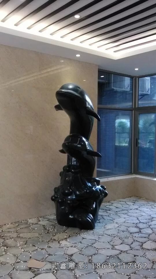 海豚动物标志景观铜雕