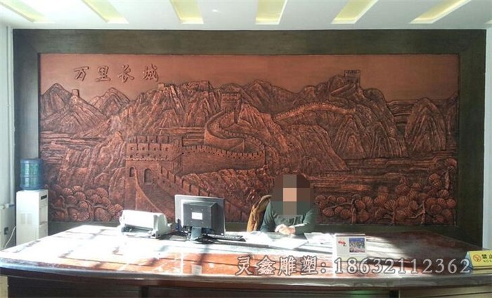 浮雕万里长城标志抽象铜雕
