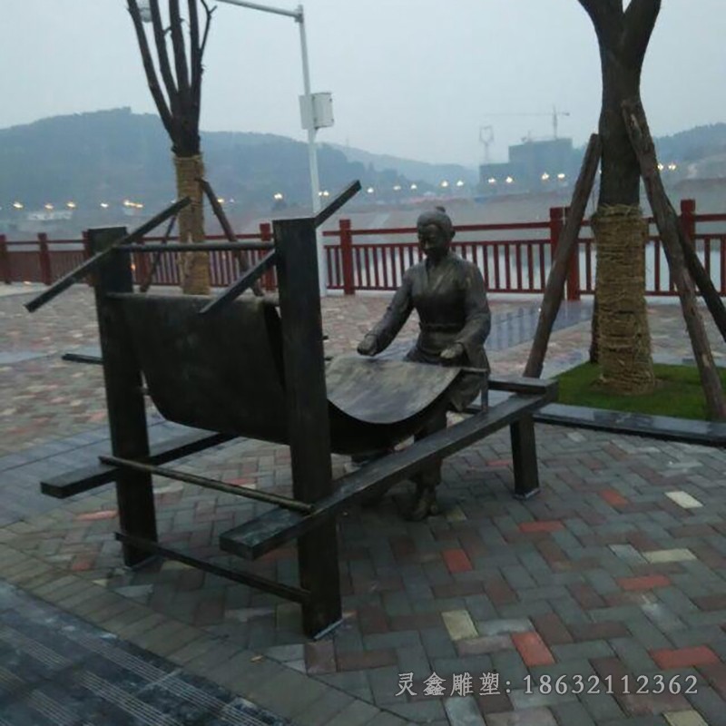 纺织小区人物景观铜雕