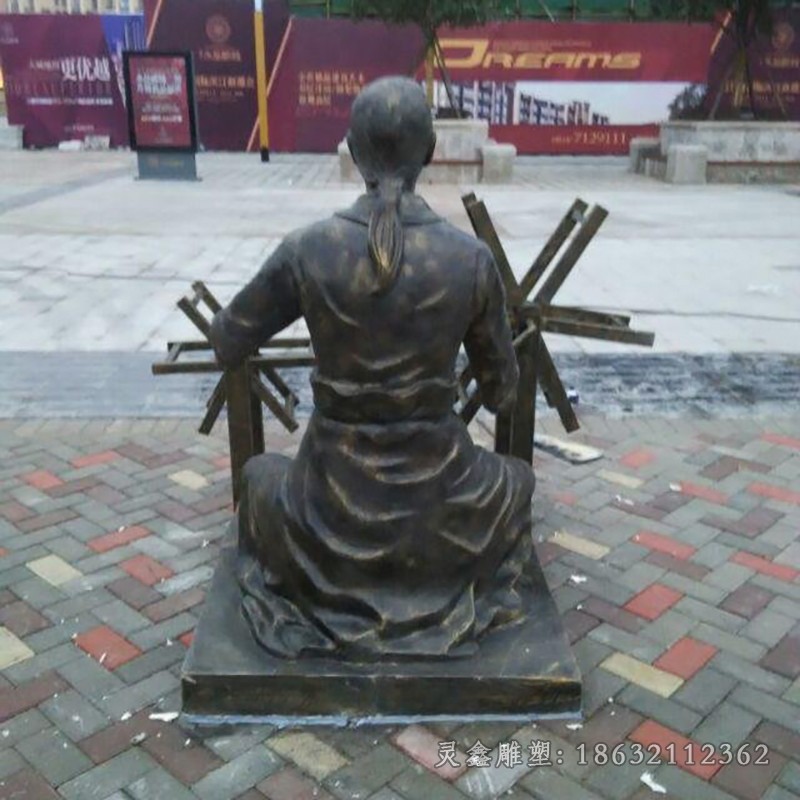 纺织景区人物景观铜雕