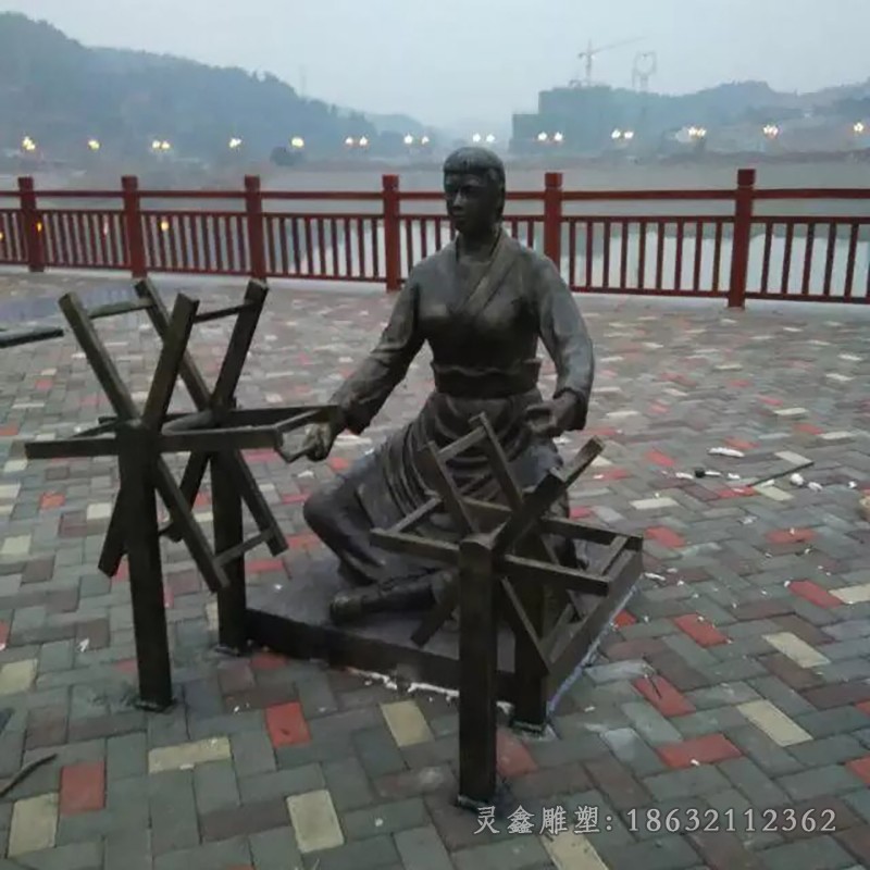 纺织别墅人物景观铜雕