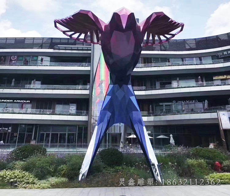 不锈钢小鸟几何景观雕塑