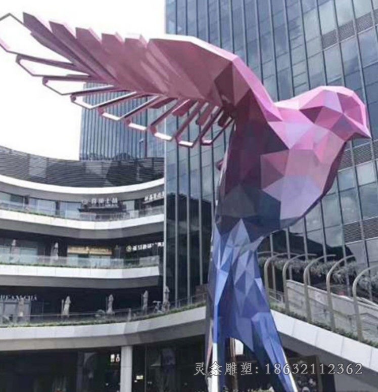 不锈钢几何小鸟动物雕塑
