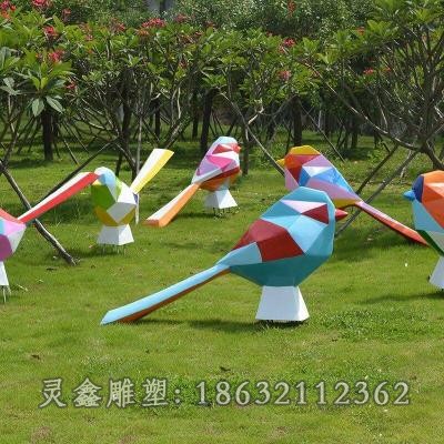 不锈钢彩绘鸟动物雕塑