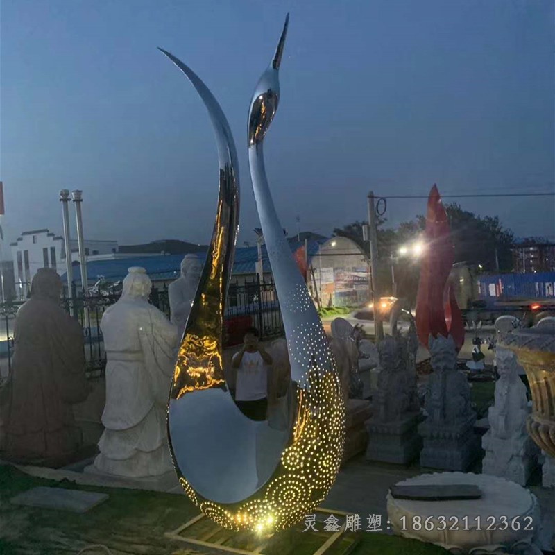动物天鹅公园不锈钢雕塑