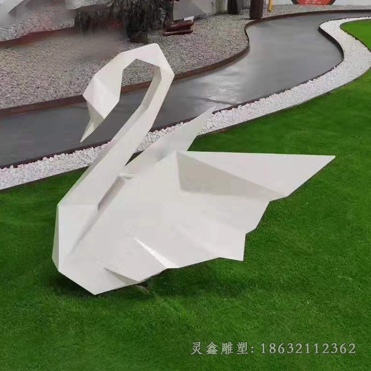 动物天鹅公园不锈钢雕塑