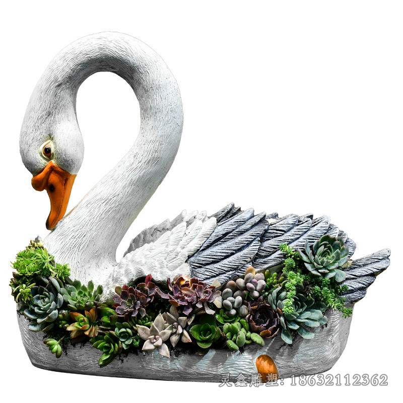 动物天鹅景区不锈钢雕塑