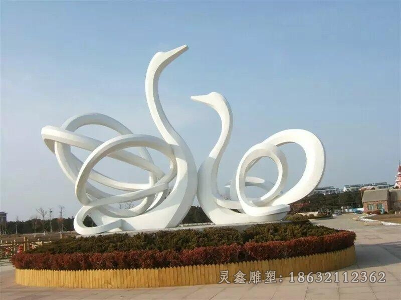 动物天鹅商场不锈钢雕塑