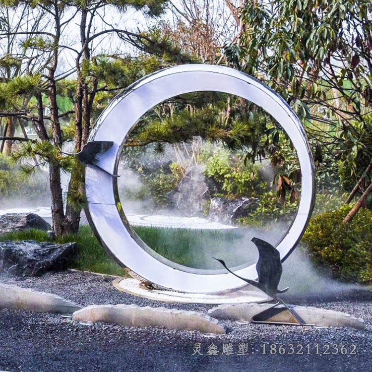 镜面圆环园林不锈钢雕塑
