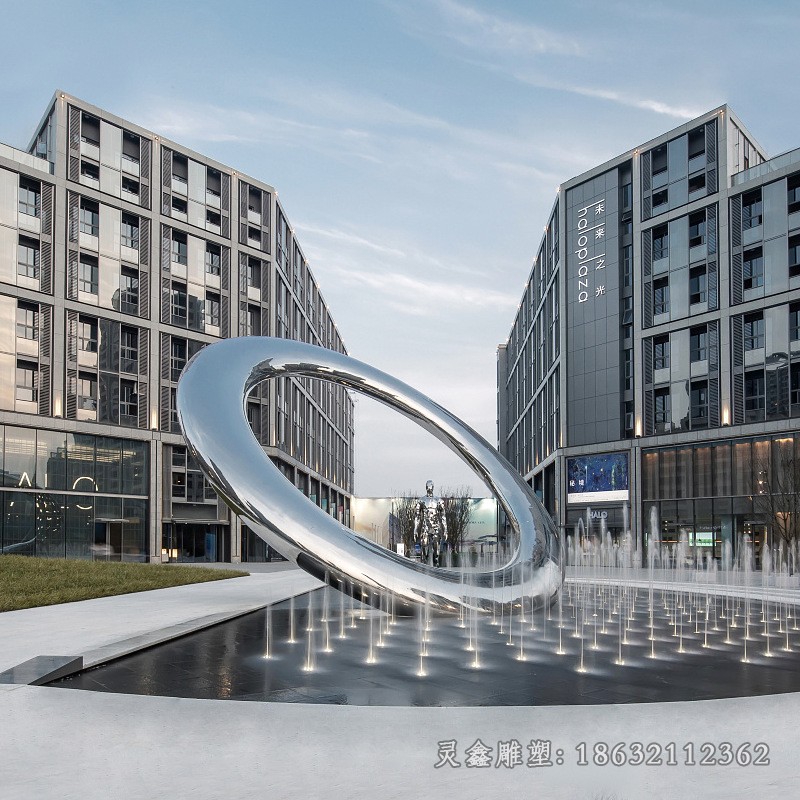 镜面圆环小区不锈钢雕塑