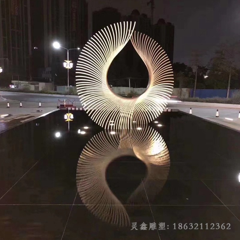 发光抽象圆环不锈钢雕塑