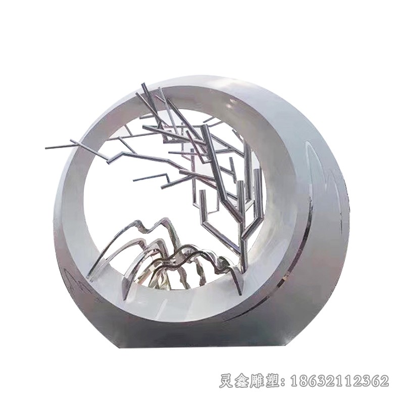抽象圆环标志不锈钢雕塑