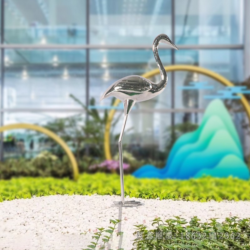 不锈钢镜面仙鹤广场雕塑