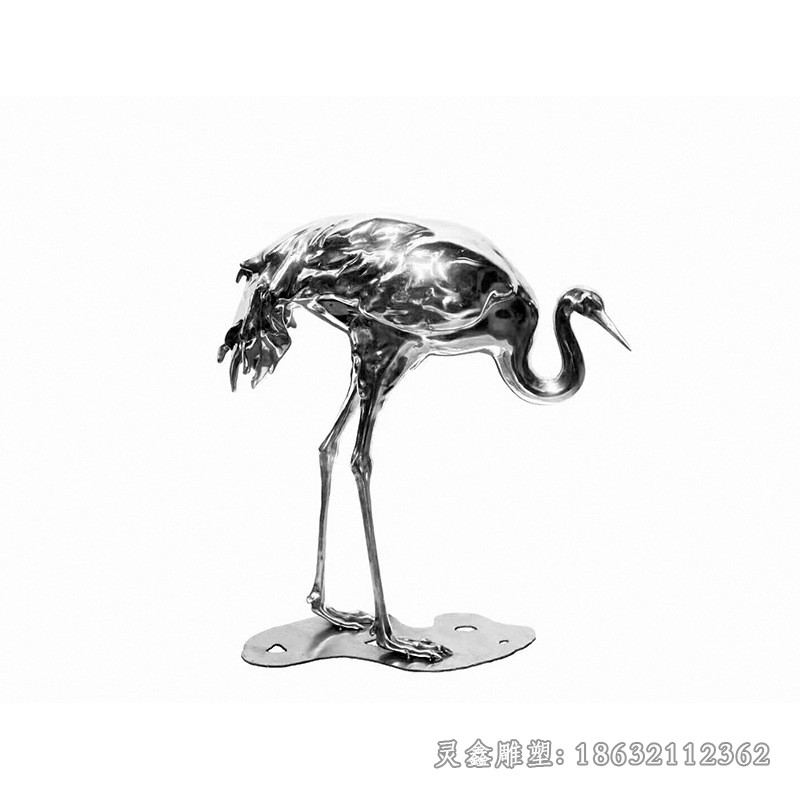 站姿仙鹤校园不锈钢雕塑