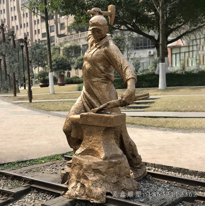 现代工人城市景观铜雕